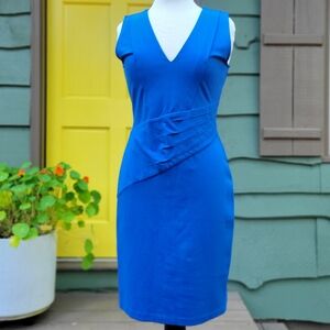 Kenneth Cole New York Theophania Sheath Dress Size 8 Blue Stretch